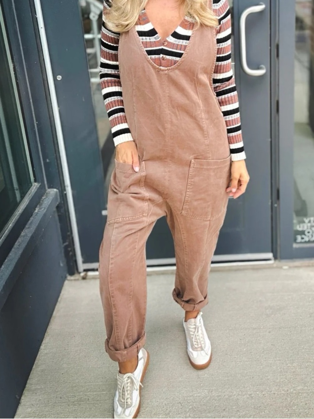 Free People High Roller Jumpsuit Brown Size Small NWOT Corduroy Overalls